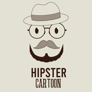 Isolated colored hipster character avatar with glasses Hipster background Vector