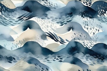 watercolor pattern in combination of light greyish orange and dark desaturated greyish blue colors. AI generated