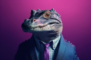 Anthropomorphic Alligator dressed in a suit like a businessman. Business Concept. AI generated, human enhanced - obrazy, fototapety, plakaty