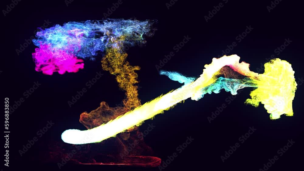 Poster colorful beautiful bg with lambent magic particles in room. glow particles spread like ink effect. l