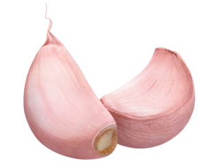 Two delicious garlic cloves cut out