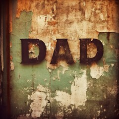 A sign of the word Dad, grunge. Generative AI. 