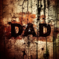 A sign of the word Dad, grunge. Generative AI. 