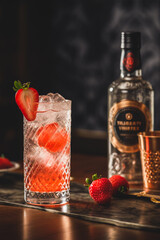 AI generated images of British gin and tonic with strawberries. 