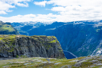 Cliff in trolltunga hiking trail,  Norway