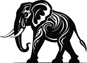 Elephant Logo Monochrome Design Style
