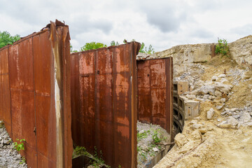 Abandoned secret nuclear bunker. Cold War command post, object 1180. Background