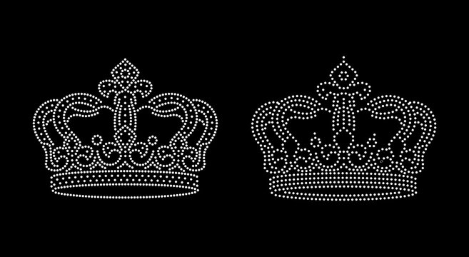 set of royal crowns appliqu&eacute; with small rhinestones 180x136 mm