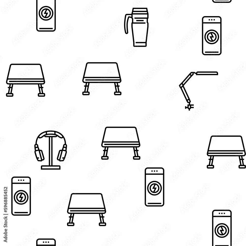 Poster office gadget computer business vector seamless pattern