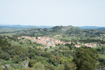 Fototapeta na wymiar Aerial view of small town from Monsanto, Portugal