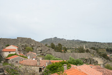 Fototapeta na wymiar Sortelha. Rural area with wind power generation.