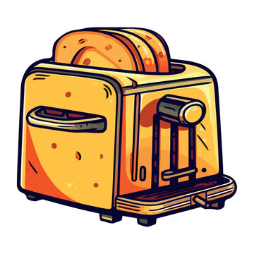 recommend clip art: Toaster handle pops fresh bread for lunch