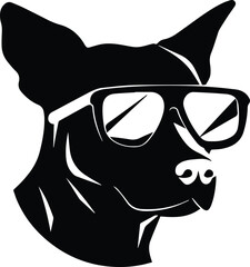 Dog In Sunglasses Logo Monochrome Design Style
