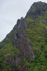 Obraz premium Svolvaergeita, particular rock formation from where to see Svolvaer, main town of the Lofoten Islands, Norway