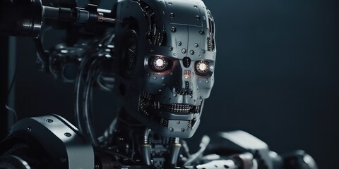 Fototapeta premium Headshot of a futuristic AI robot. Generative AI