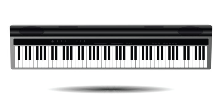 Piano keyboard top view. Realistic piano keys. Music instrument. Musical background. Flat style vector illustration