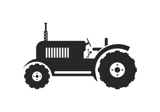 Retro tractor icon, an old heavy machine for agriculture  logo concept