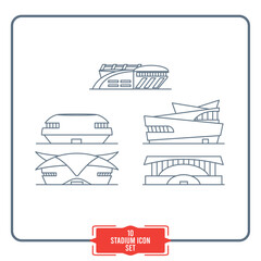 Set of stadium icons Front view outline style Vector
