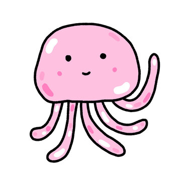 pink jellyfish, character design, cute cartoon isolated , graphic design for presentation, marketing, art, illustration, t-shirt design, cartoon, comic, advertising, online media