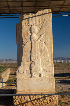 Bas-relief in Achaemenid Palace of Cyrus, Pasargadae, Iran