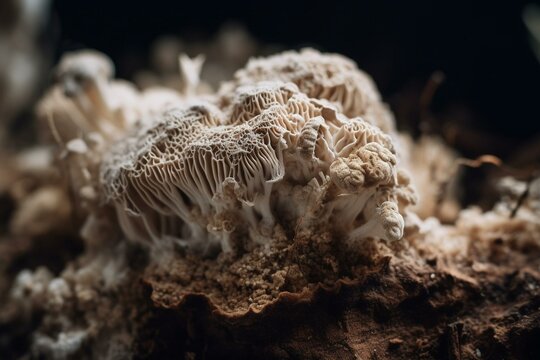 Detailed View Of Fungal Mycelium. Generative AI