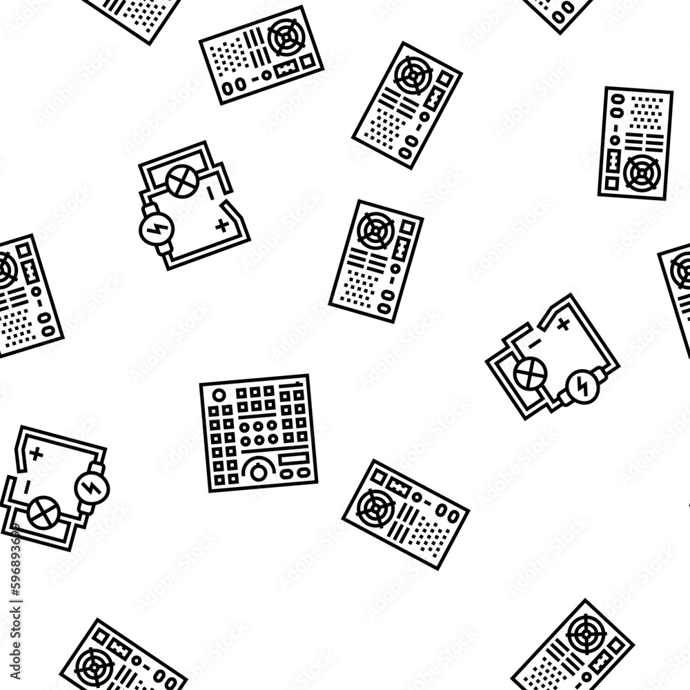 Poster engineering tool work wrench vector seamless pattern