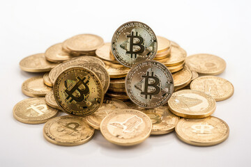 Valuable Digital Assets: Striking Stack of Bitcoin Coins