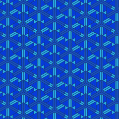 Seamless abstract geometric pattern in blue color for fabric, background, surface design, packaging Vector illustration