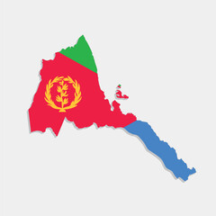 eritrea map with flag on gray background