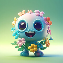 Fototapeta premium Cute creatures illustration. Generative AI.