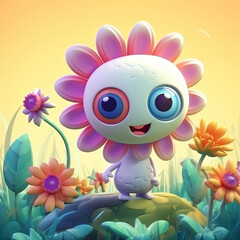 Fototapeta premium Cute creatures illustration. Generative AI.