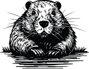 Beaver Logo Monochrome Design Style
 - obrazy, fototapety, plakaty