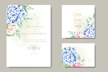 Fototapeta na wymiar Elegant floral hydrangea wedding invitation card