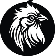 Chicken Logo Monochrome Design Style
