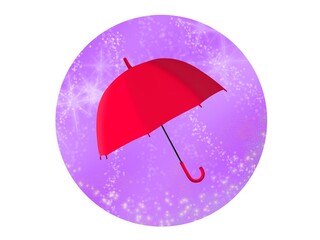 赤い傘とキラキラ