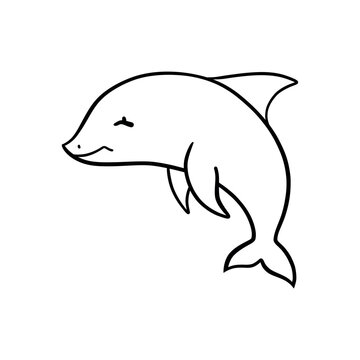 Vector illustration of a cute happy dolphin for design element