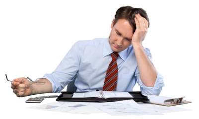 Portrait of a Stressed Businessman at Work