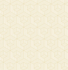 Abstract stripes, line vector seamless pattern. Neutral monochrome business background, gold white color. Linear shapes, creative geometric ornament stock illustration