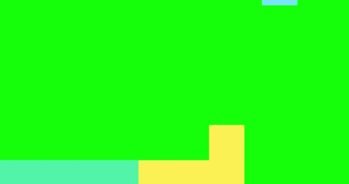 Tetris animation on green background. Retro arcade game colorful animated background or transition. 4K resolution animation.