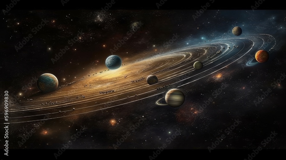 Wall mural an astrology chart with planetary alignment illustration. generative ai.