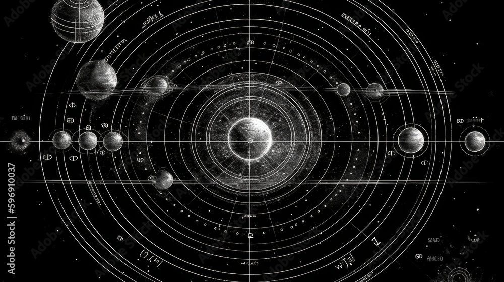 Wall mural an astrology chart with planetary alignment illustration. generative ai.