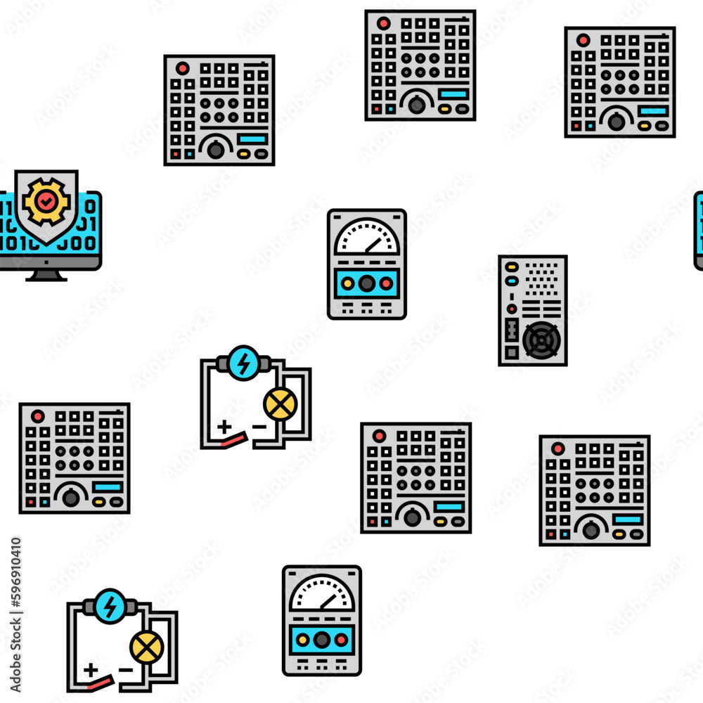 Poster engineering tool work wrench vector seamless pattern