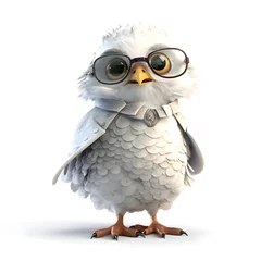 Poster Owl with glasses on a white background. 3D illustration. © Waqar