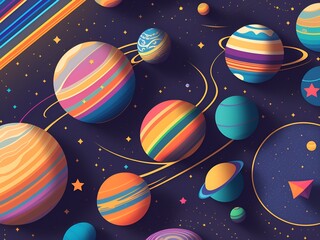 space, planet, illustration, easter, decoration, saturn, vector, solar system, jupiter, planets, design, astronomy, color, moon, star, universe, solar, mars, galaxy, stars, colorful, earth, sphere, eg