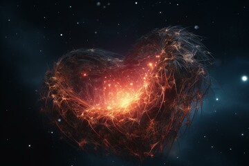 A universe shaped like a heart with abstract stars in the background. Perfect for Valentine's Day. Generative AI
