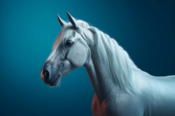 Fototapeta na wymiar Blue background with unicorn. Generative AI