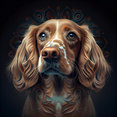 Portrait of a beautiful English Cocker Spaniel dog. Digital painting.