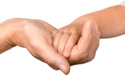 Elderly and Child Hands Holding Together