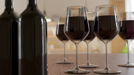 ワイングラスとボトル