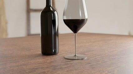 ワイングラスとボトル